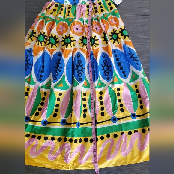 Zara PRINTED MIDI 2023 Collection High Waist full circle cotton poplin skirt - Picture 7 of 8